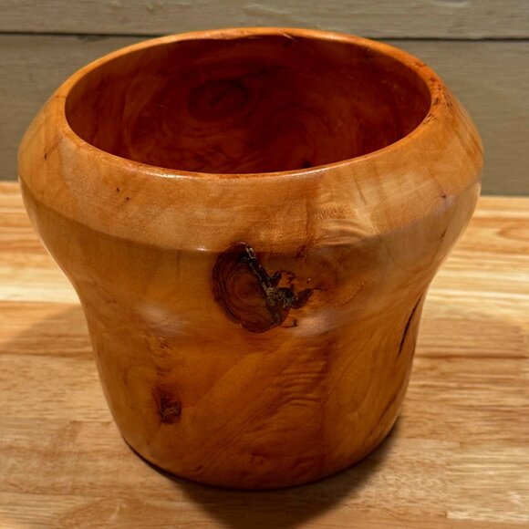 Solid Willow Wood Handmade Turned Bowl/Vase Signed and Dated - Picture 1 of 7